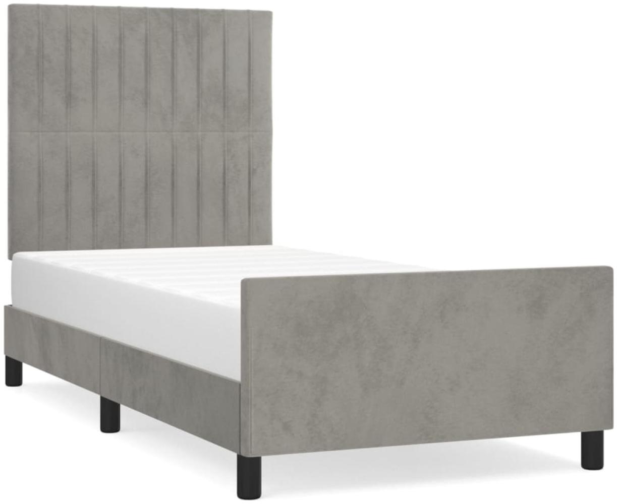 vidaXL Bettgestell mit Kopfteil Hellgrau 100x200 cm Samt [3125861] Bild 1