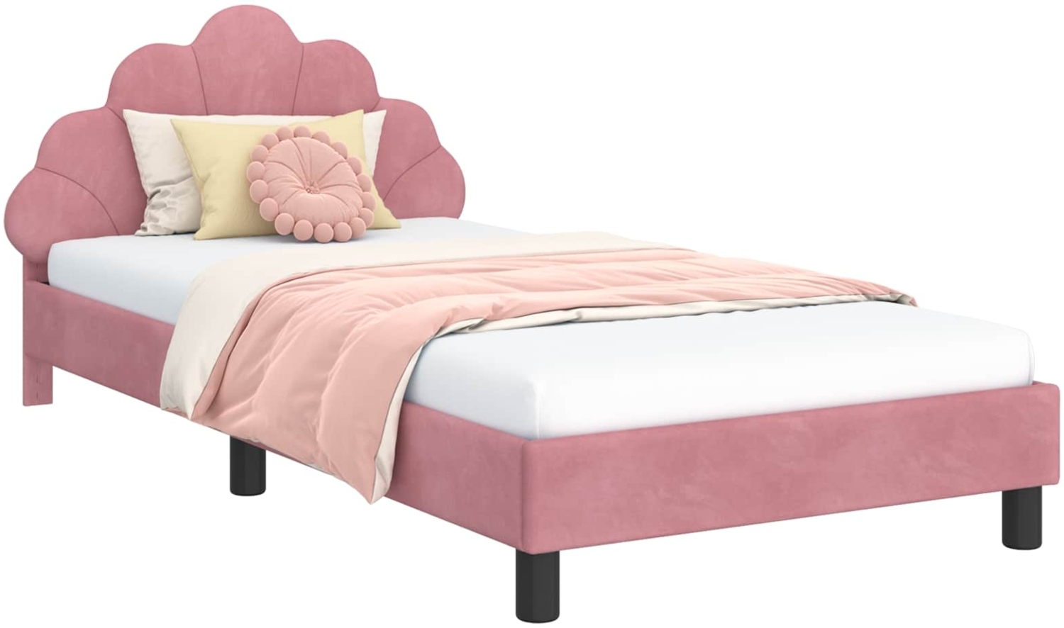 vidaXL Kinderbettgestell mit Kopfteil Rosa 80x200 cm Samt 42011151 Bild 1
