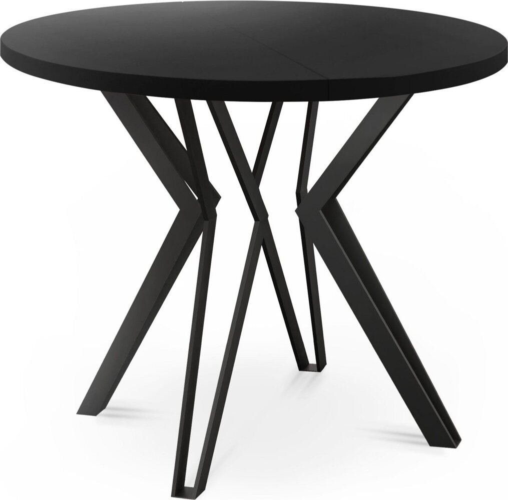 WFL GROUP Esstisch Revena, Runder Ausziehbarer Tisch mit schwarzen Metallbeinen Bild 1