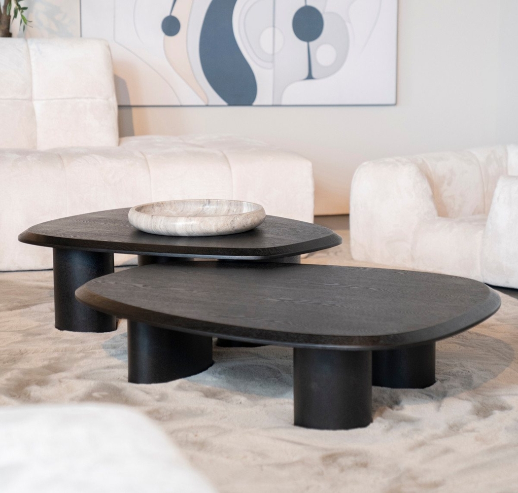 Maison ESTO Couchtisch LUDGER schwarz Beistelltisch schwarz Eiche (2 verschiedene Größen zur Auswahl), schwarz lackiert Bild 1