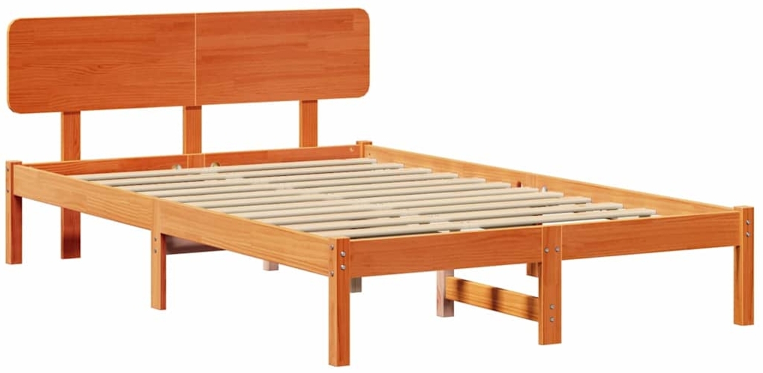 vidaXL Bettrahmen Wachsbraun 120 x 200 cm Massives Kiefernholz 872109 Bild 1