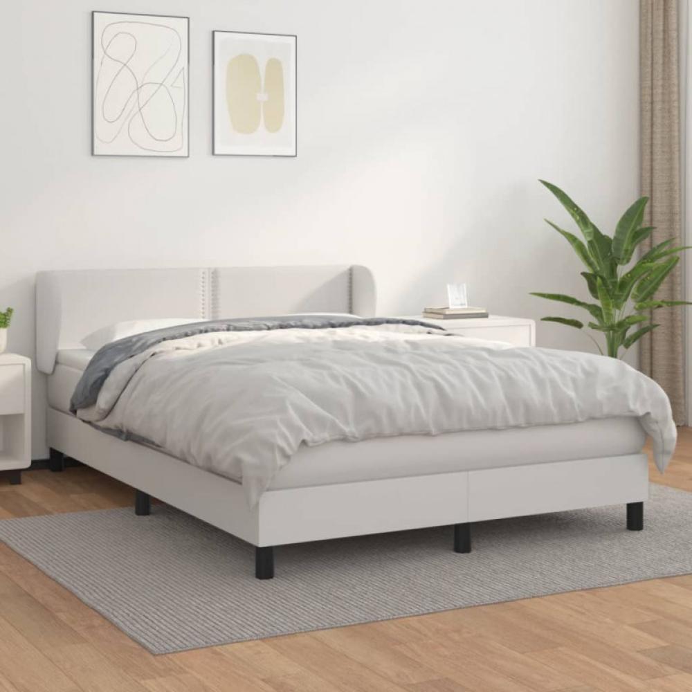 Boxspringbett mit Matratze Weiß 140x190 cm Kunstleder (Farbe: Weiß) Bild 1