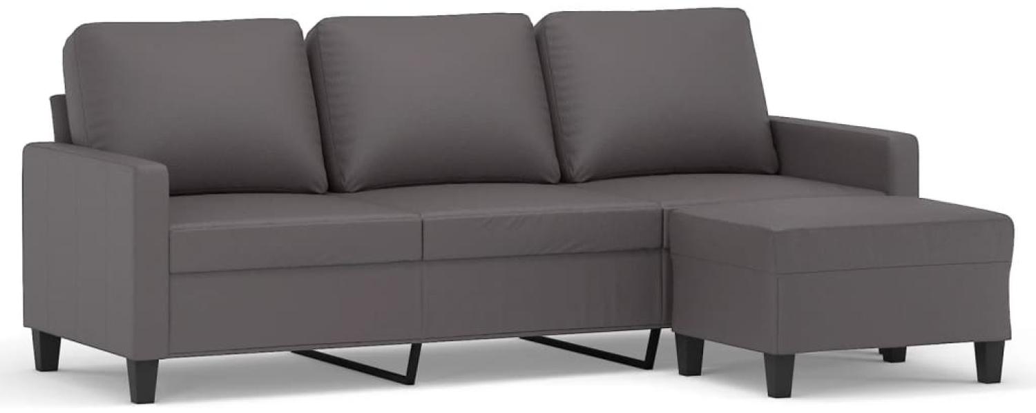 vidaXL 3-Sitzer-Sofa mit Hocker Grau 180 cm Kunstleder 3201026 Bild 1