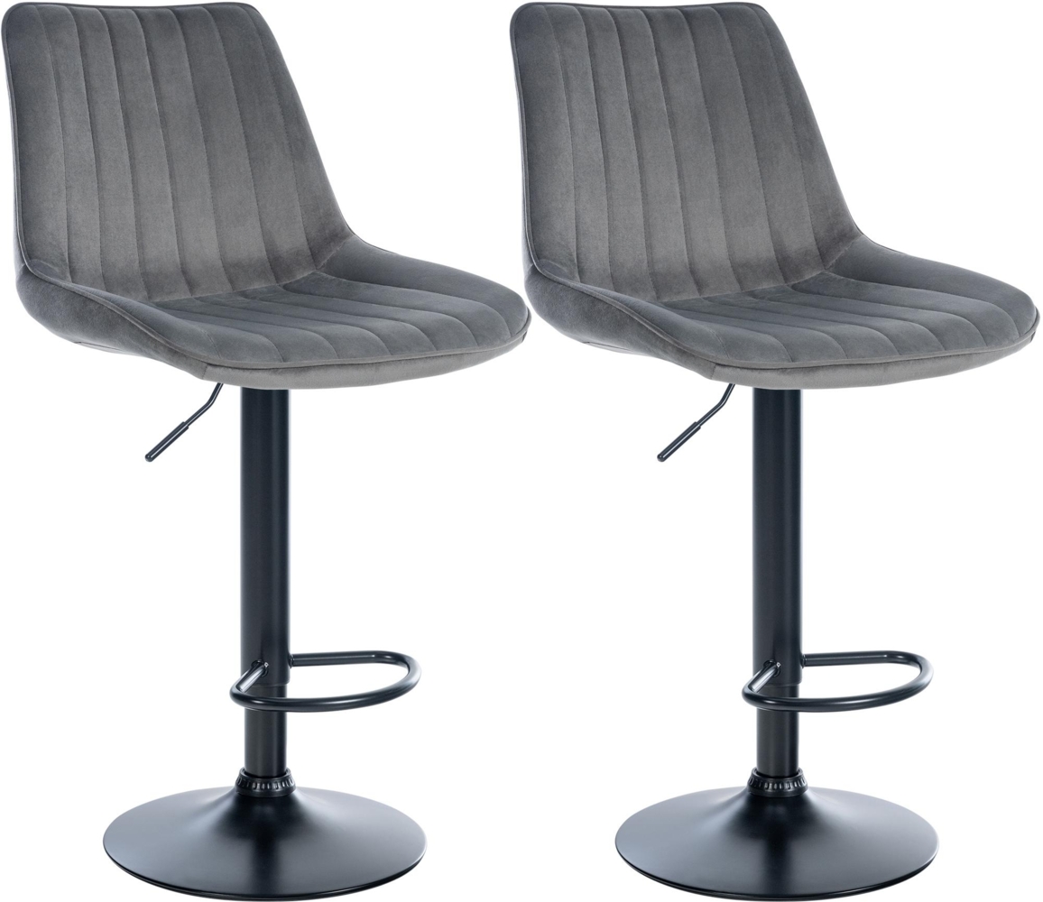 DELUKE® Barhocker 2er Set RIO - Dunkelgrau, Samt, Schwarz Barhocker mit Lehne Barstuhl Tresenhocker Tresenstuhl Kneipenhocker Kneipenstuhl Bild 1