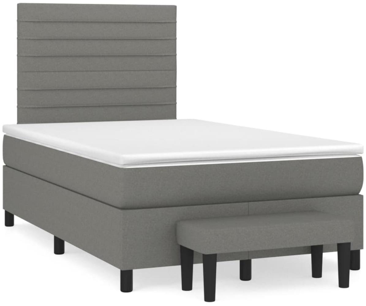 vidaXL Boxspringbett mit Matratze Dunkelgrau 120x190 cm Stoff 3270363 Bild 1