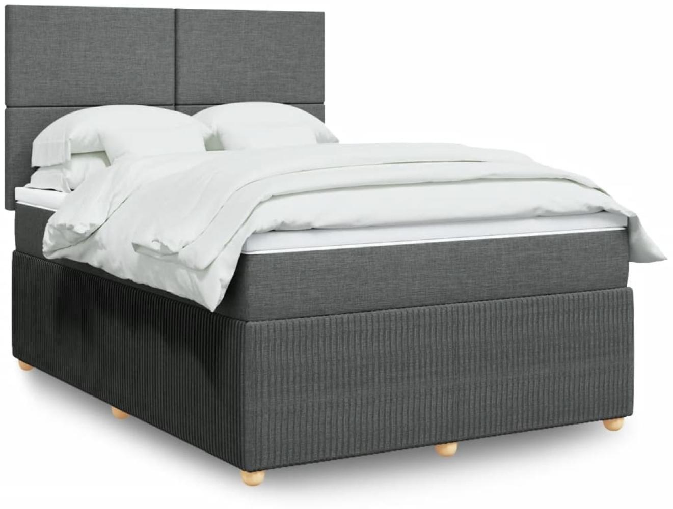 vidaXL Boxspringbett mit Matratze Dunkelgrau 140x190 cm Stoff 3294345 Bild 1