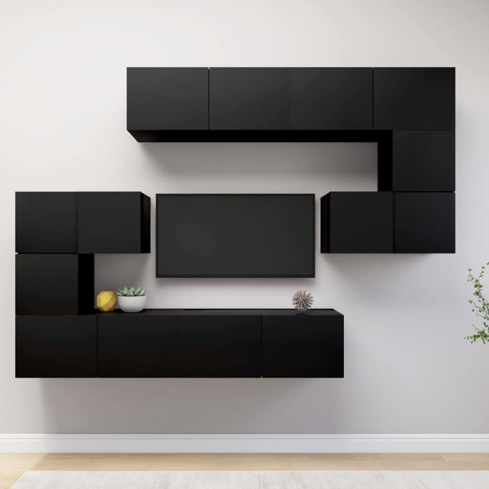 8-tlg. TV-Schrank-Set Schwarz Spanplatte [3078828] Bild 1