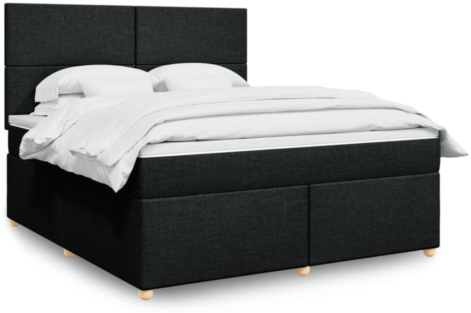 vidaXL Boxspringbett mit Matratze Schwarz 180x200 cm Stoff 3293654 Bild 1