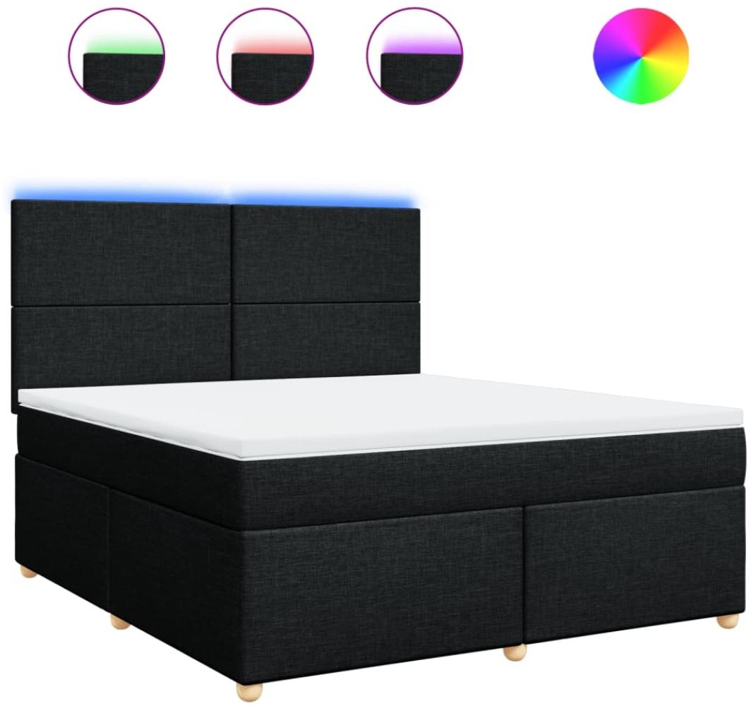 vidaXL Boxspringbett mit Matratze Schwarz 180x200 cm Stoff 3293654 Bild 1