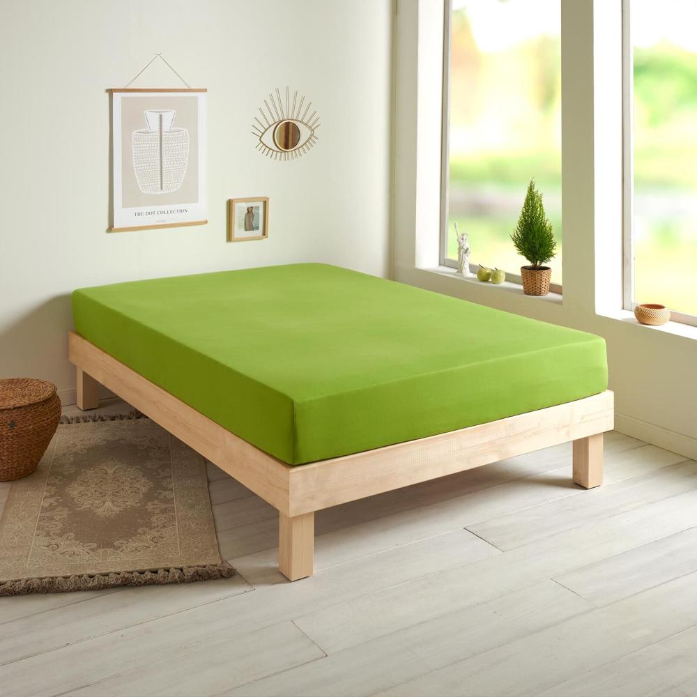 Traumschlaf Basic Single Jersey Spannbettlaken|90x220 cm - 100x220 cm| apfelgrün Bild 1