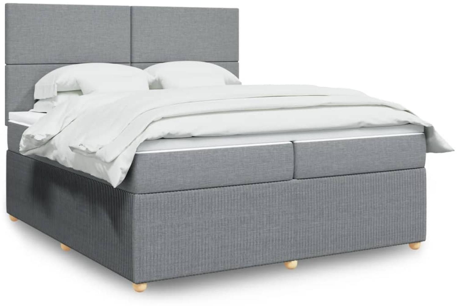 vidaXL Boxspringbett mit Matratze Hellgrau 200x200 cm Stoff 3292156 Bild 1