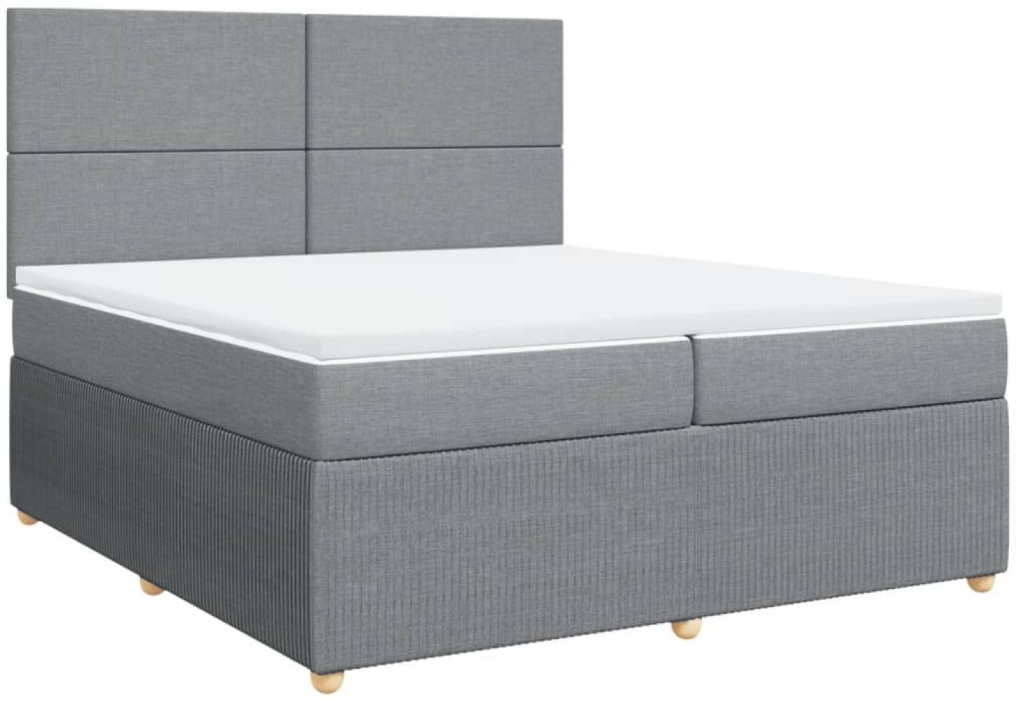 vidaXL Boxspringbett mit Matratze Hellgrau 200x200 cm Stoff 3292156 Bild 1