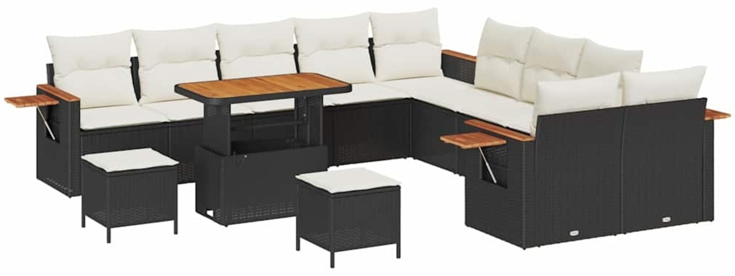 vidaXL Garten-Sofa-Set mit Kissen 13 pcs Schwarz und Creme 3363235 Bild 1