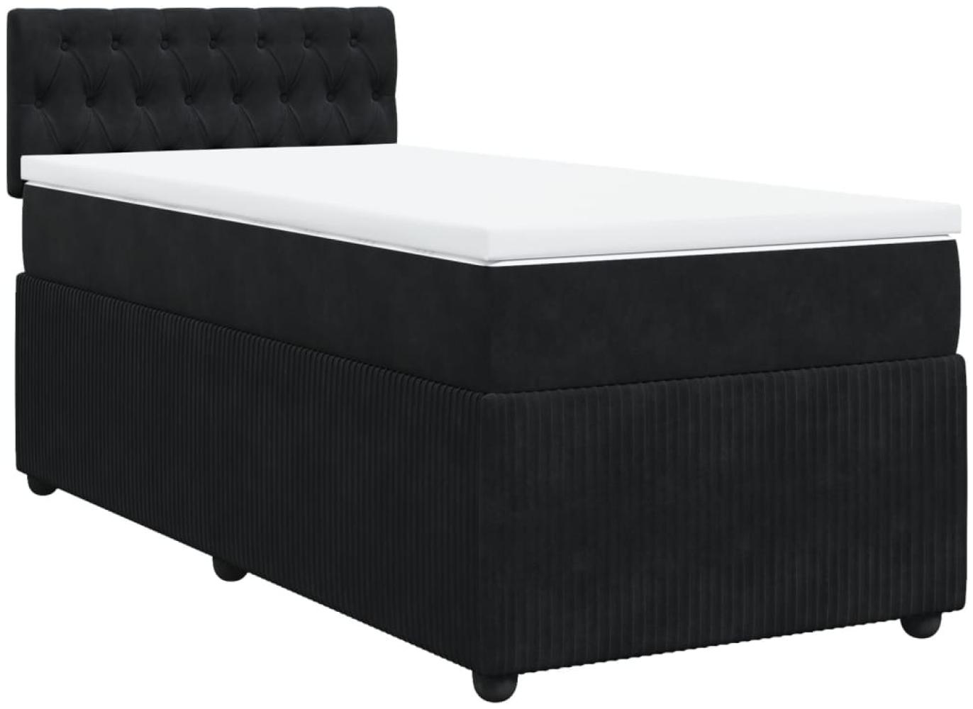 vidaXL Boxspringbett mit Matratze Schwarz 100x200 cm Samt 3287670 Bild 1