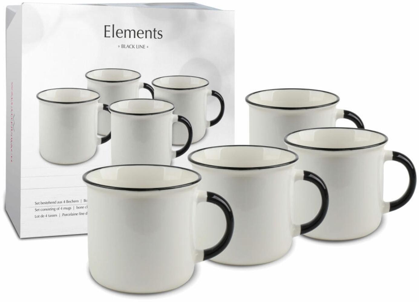 Waechtersbach Becher 4er Set im Geschenkkarton Elements - Black Line, Becherset, Müslibecherset, New Bone China, weiß, 340 ml, 41 5 971 8000 Bild 1