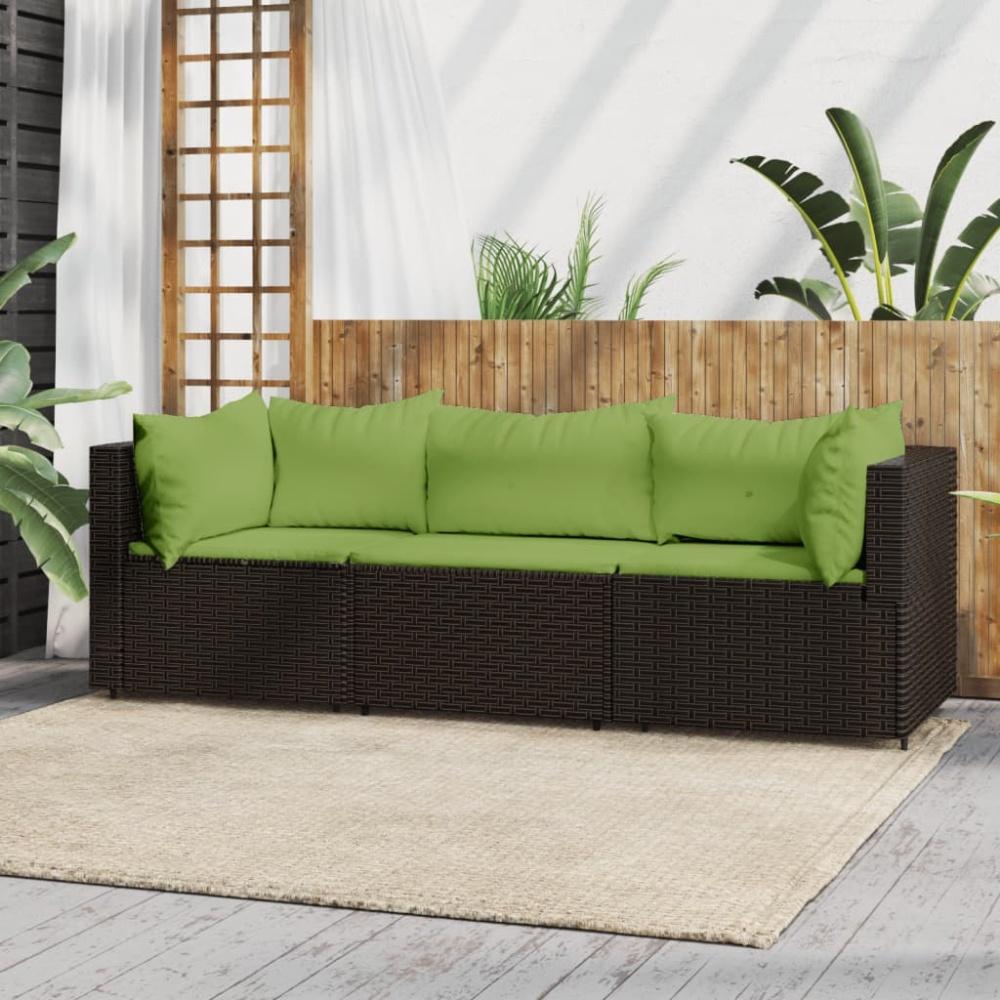 vidaXL 3-tlg. Garten-Lounge-Set mit Kissen Braun Poly Rattan 319830 Bild 1