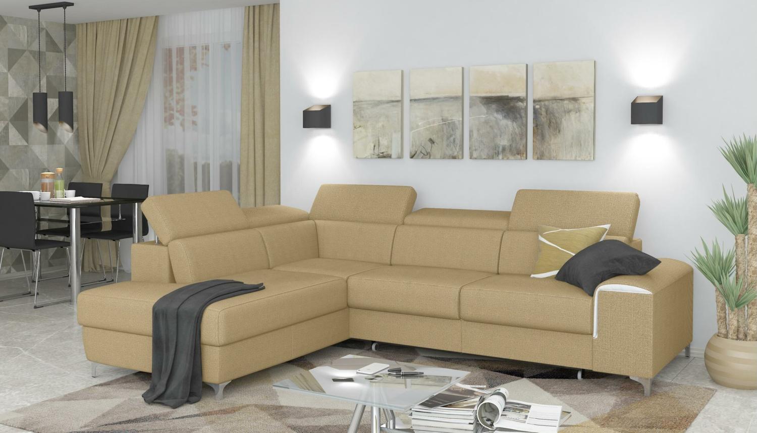 Stylefy Caio Ecksofa Latte Strukturstoff Bild 1