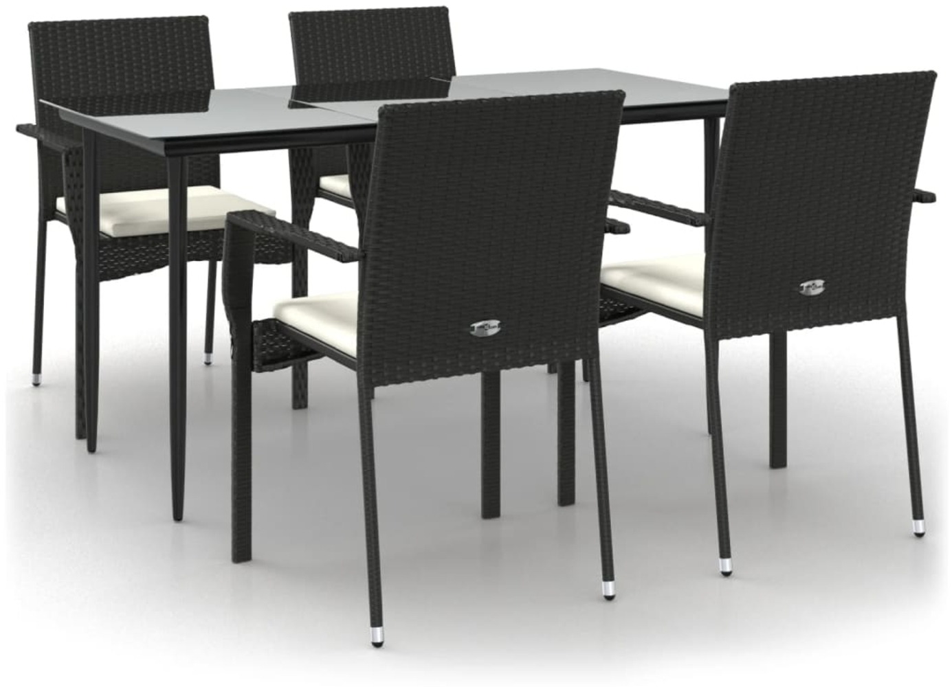 vidaXL 5-tlg. Garten-Essgruppe mit Kissen Schwarz Poly Rattan 3185121 Bild 1