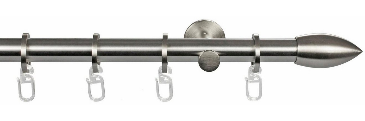 GARESA Gardinenstange CARTOUCHE, 1-läufig, Wunschmaßlänge, mit Bohren, verschraubt, Metall, Vorhanggarnitur, verlängerbar, Wandmontage, edelstahl optik Bild 1