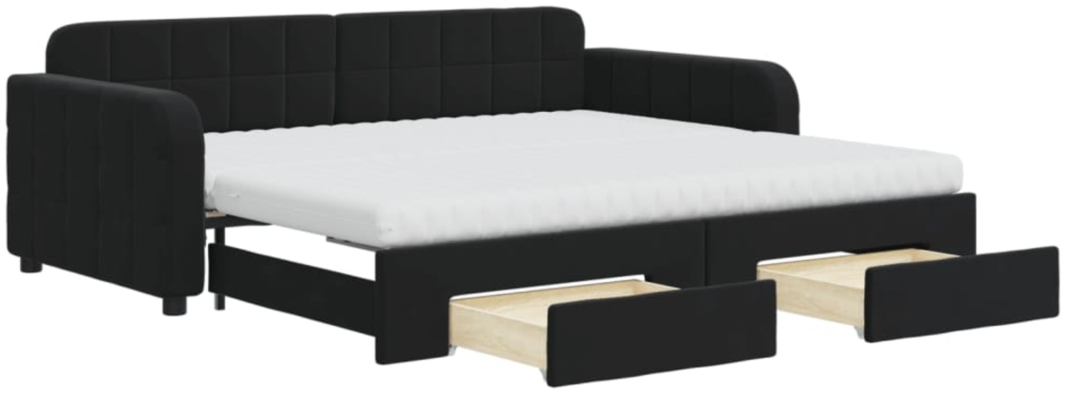 vidaXL Tagesbett Ausziehbar mit Schubladen Schwarz 90x190 cm Samt 3197016 Bild 1