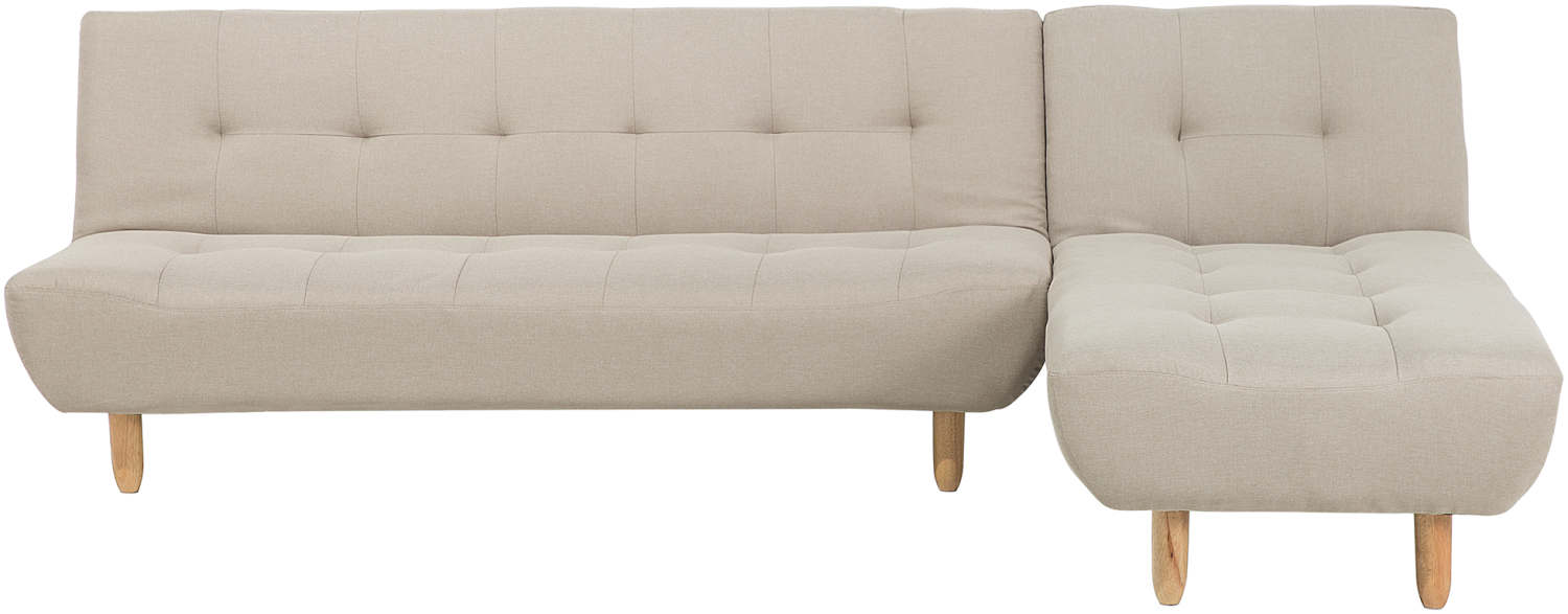 Ecksofa mit Schlaffunktion Polsterbezug beige linksseitig ALSTEN Bild 1