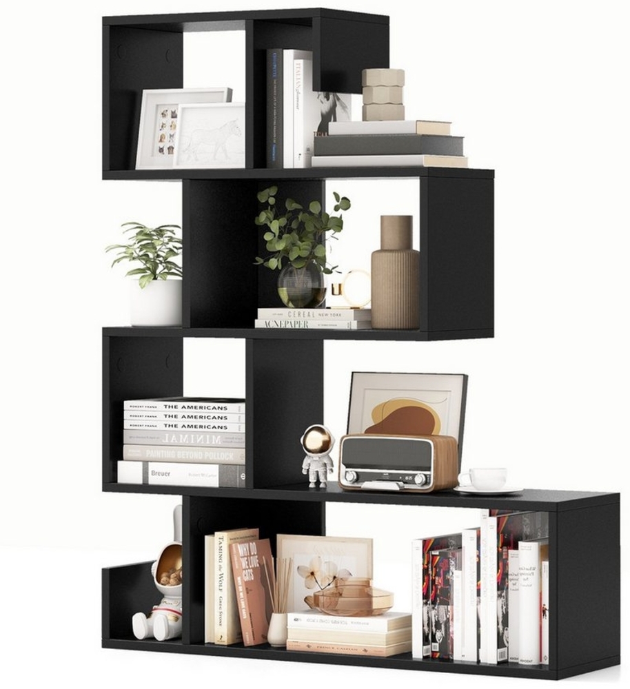 COSTWAY Bücherregal, stehend, S-förmig, mit offenen Fächern, weiß Bild 1