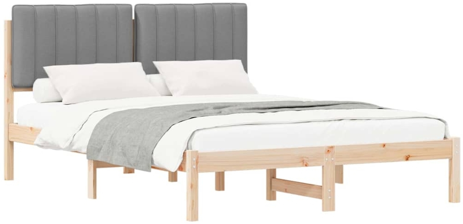vidaXL Bettgestell mit gepolstertem Kopfteil Hellgrau 135 x 190 cm 878059 Bild 1