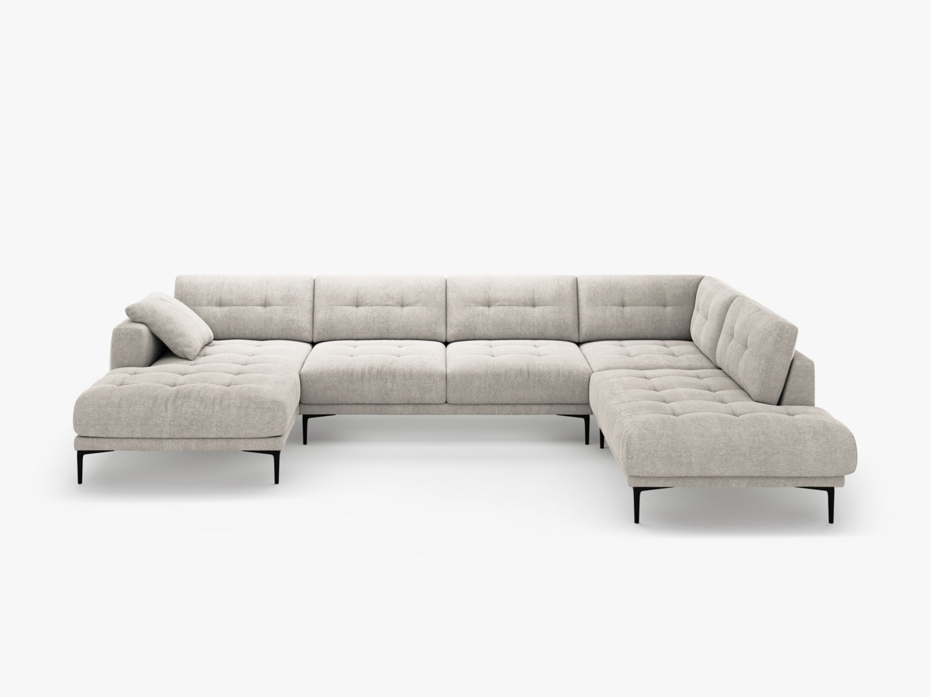 Micadoni Panorama Ecksofa Bemy 7-Sitzer Rechts Strukturierter Stoff Beige Bild 1