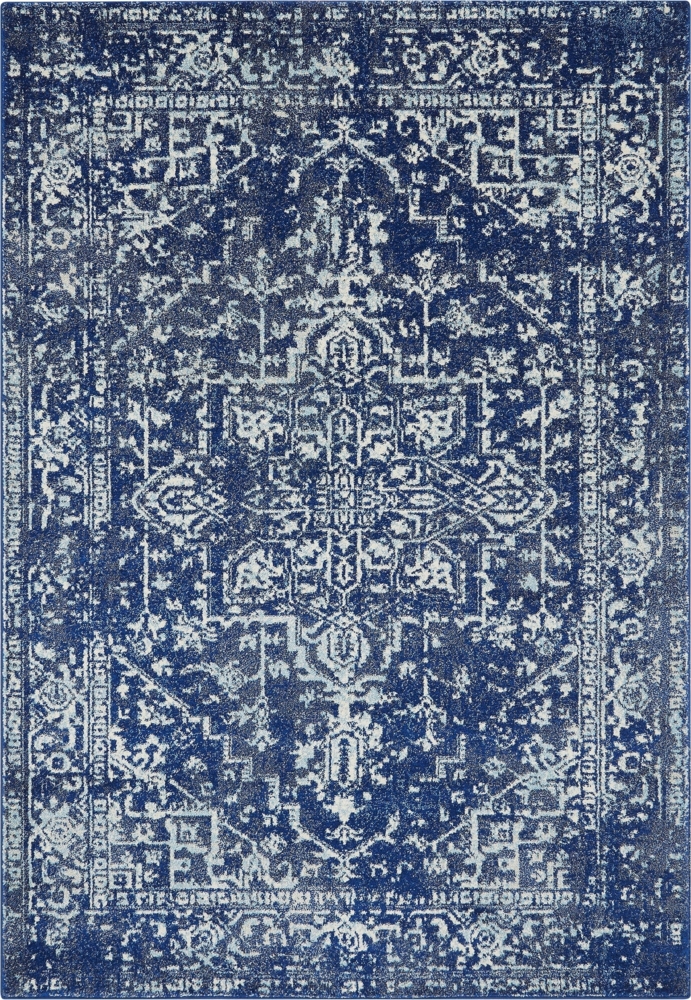 Kurzflor Teppich Orientalisch weich | Vintage Perserteppich pflegeleicht | Antiker Wohnzimmerteppich gemütlich | Used-Look | Dunkelblau 120x170 cm Flor 9mm | LODI-Lambro von Kadima Design Bild 1