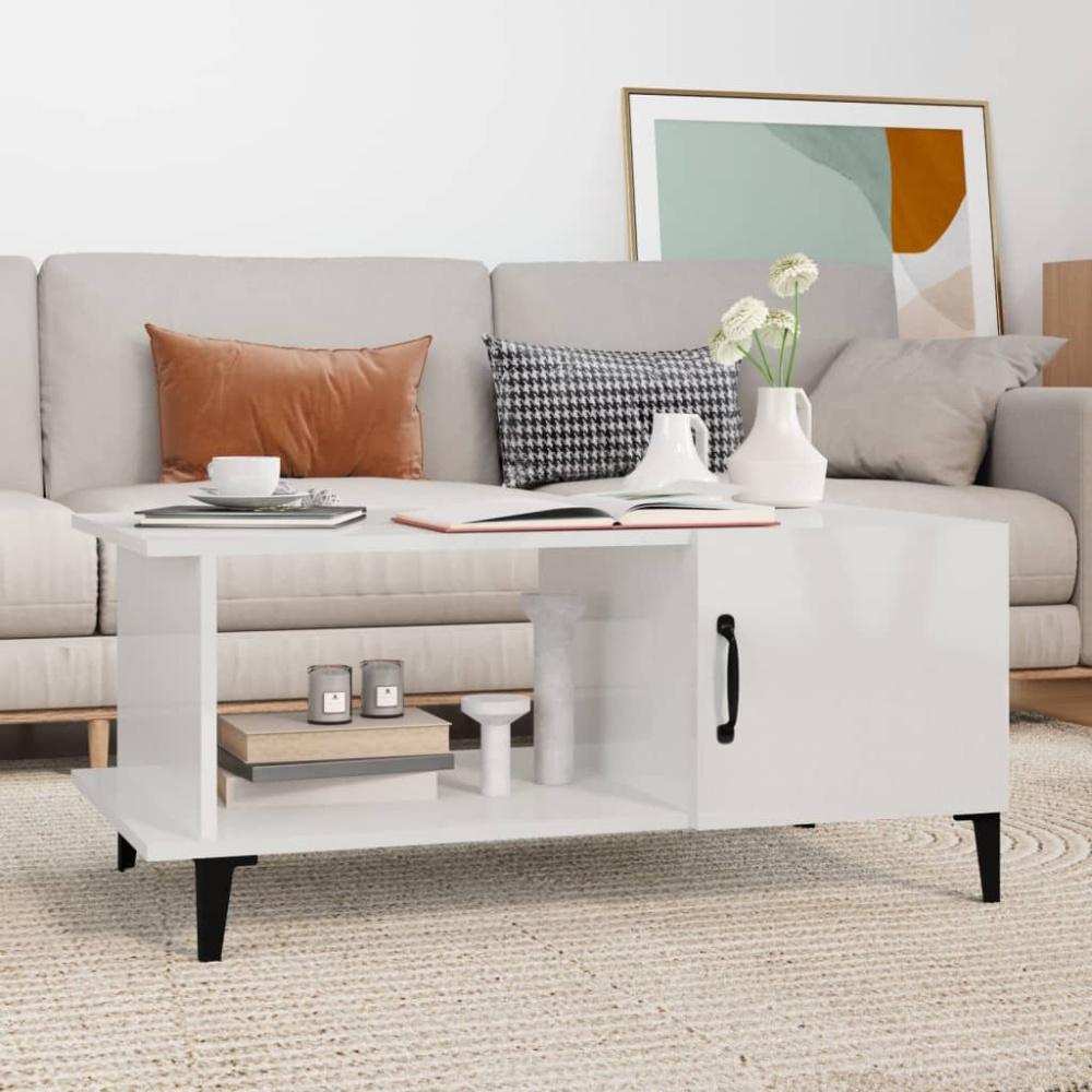 vidaXL Couchtisch Hochglanz-Weiß 90x50x40 cm Holzwerkstoff 812759 Bild 1