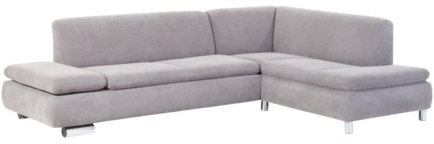 Ecksofa mit Ottomane rechts Kaye Bezug Veloursstoff Metallfuß verchromt / silber 23103 Bild 1