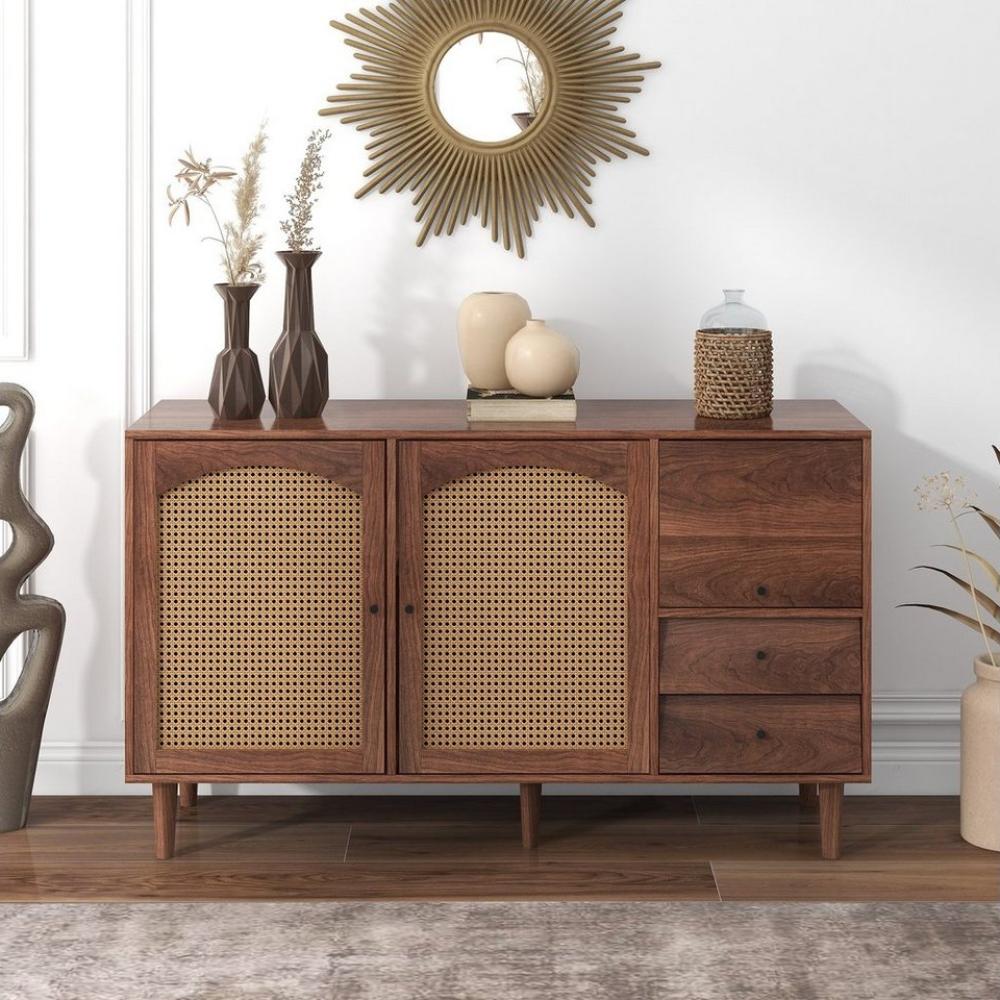 PHOEBE CAT Sideboard (Kommode mit 2 Türen und 2 Schubkästen), Rattan Schubladenkommode Holz, beweglichem Laminat, Breite 130 cm Bild 1