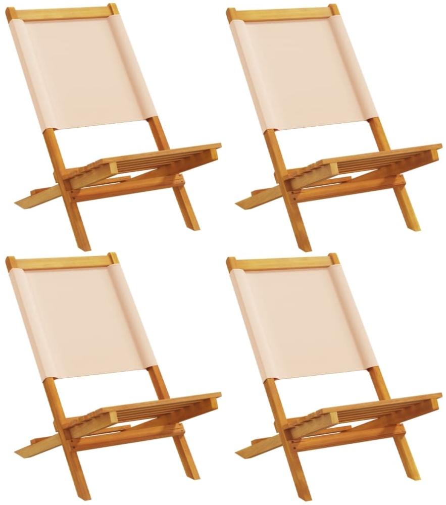 vidaXL Gartenstühle 4 Stk. Klappbar Beige Stoff und Massivholz 3214646 Bild 1