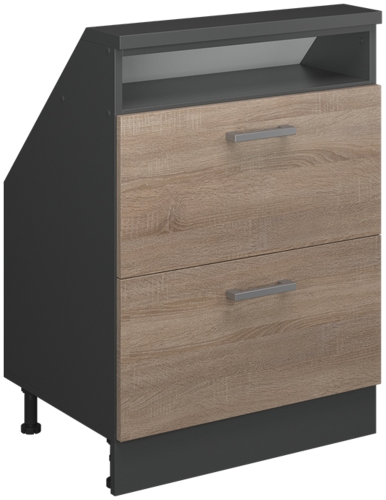 Küchenschrank für Dachschrägen R-Line Sonoma 60 cm mit 2 Schubladen Vicco Bild 1