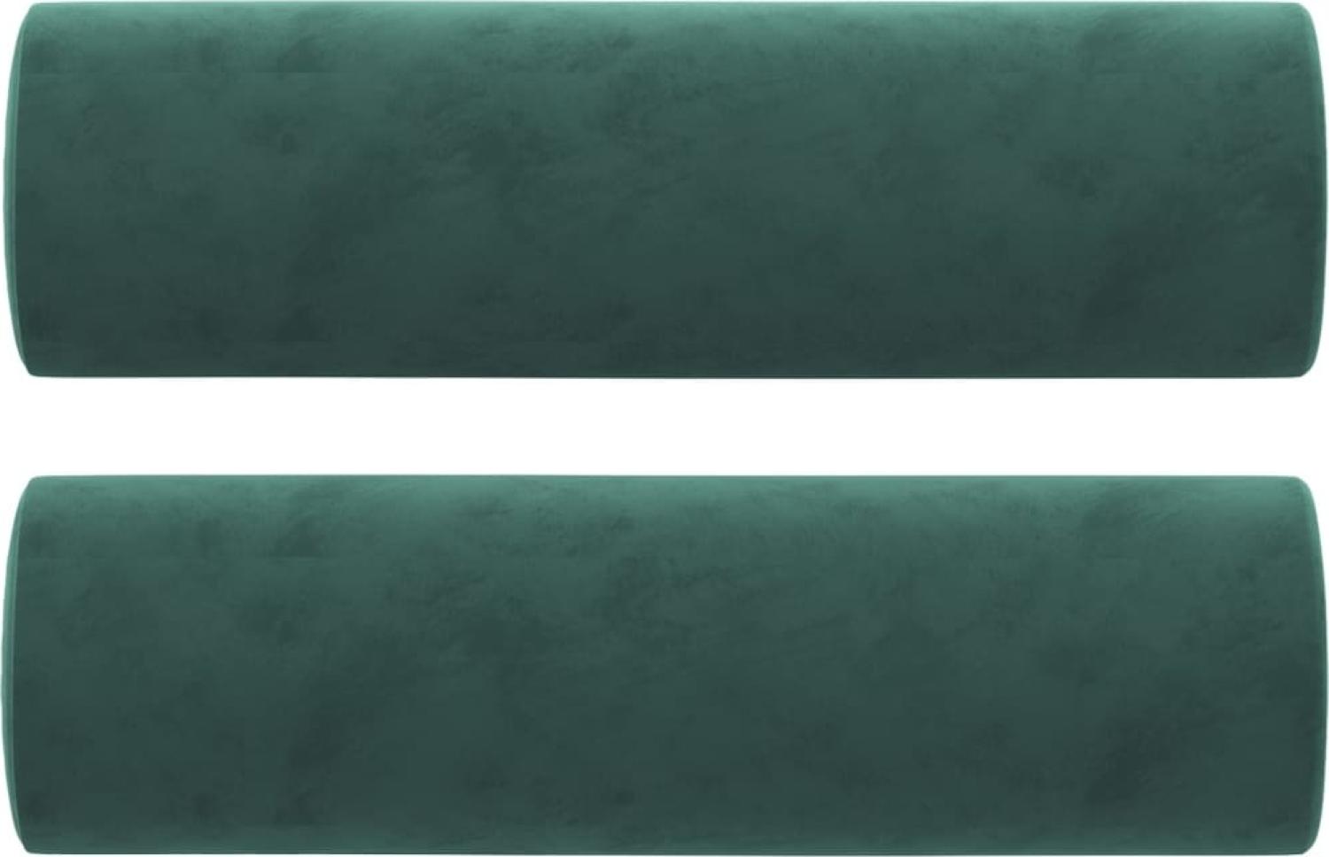 vidaXL Zierkissen 2 Stk. Dunkelgrün Ø15x50 cm Samt Bild 1