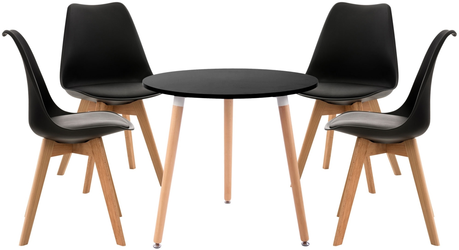 CLP Essgruppe Lansgar mit vier Stühlen und einem Tisch Ø 80 cm,schwarz Bild 1