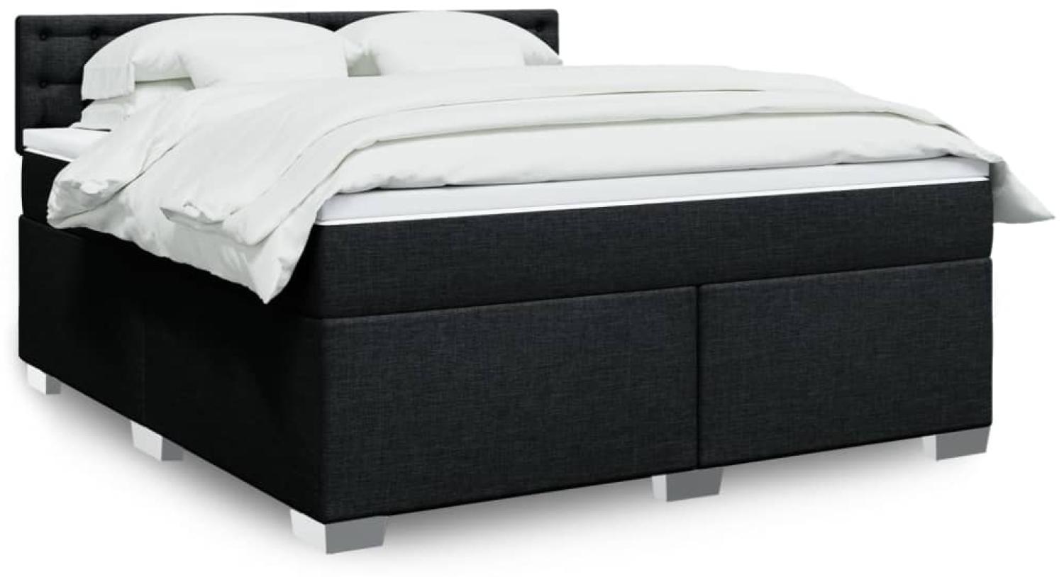 vidaXL Boxspringbett mit Matratze Schwarz 180x200 cm Stoff 3288283 Bild 1