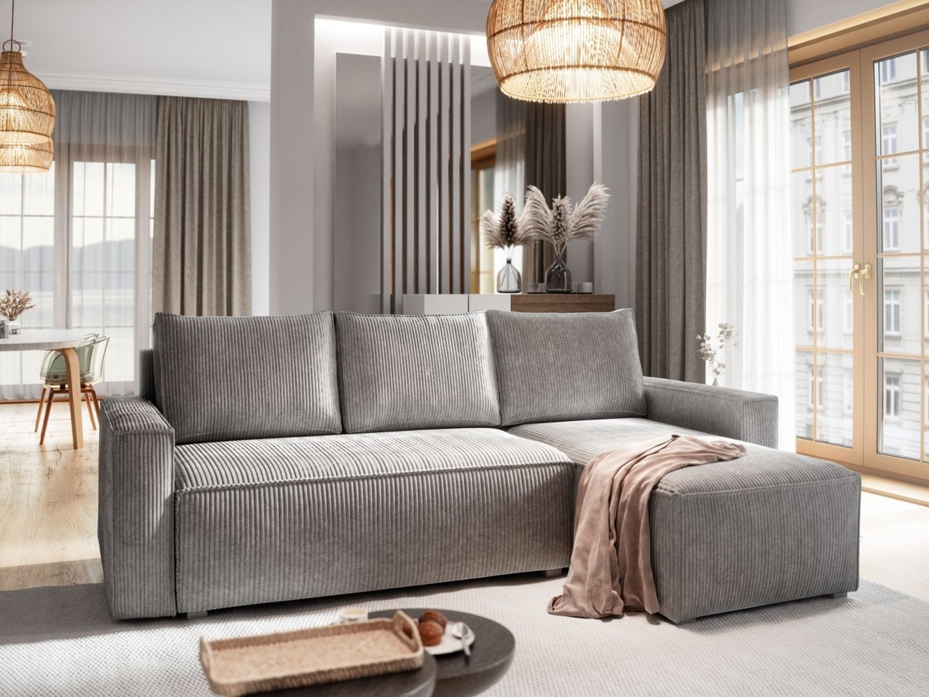 Masseno Ecksofa POTARO mit Schlaffunktion L-Form, Sofa mit Bettkasten Bild 1