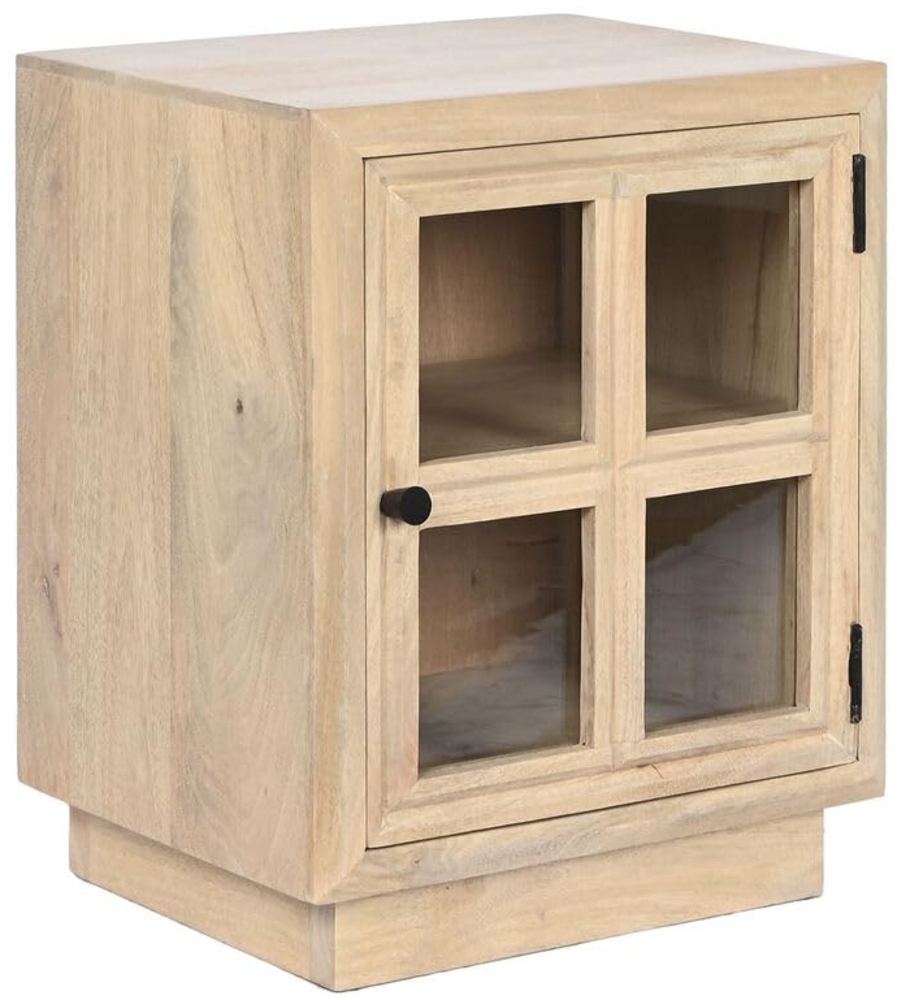 Home ESPRIT Natürlicher Nachttisch aus Glas, Mangoholz, 45 x 35 x 57 cm Bild 1