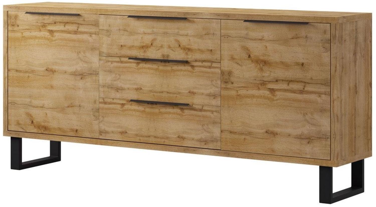 'HALLE WM' Sideboard Wotan Eiche/ Metall 201/83/45 cm Bild 1