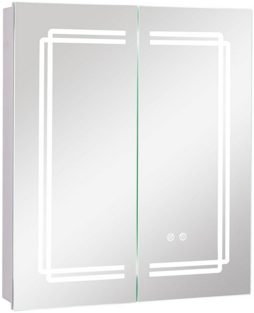 COSTWAY Spiegelschrank mit dimmbarer Beleuchtung, 2 Ladestation, 60x70 cm Bild 1