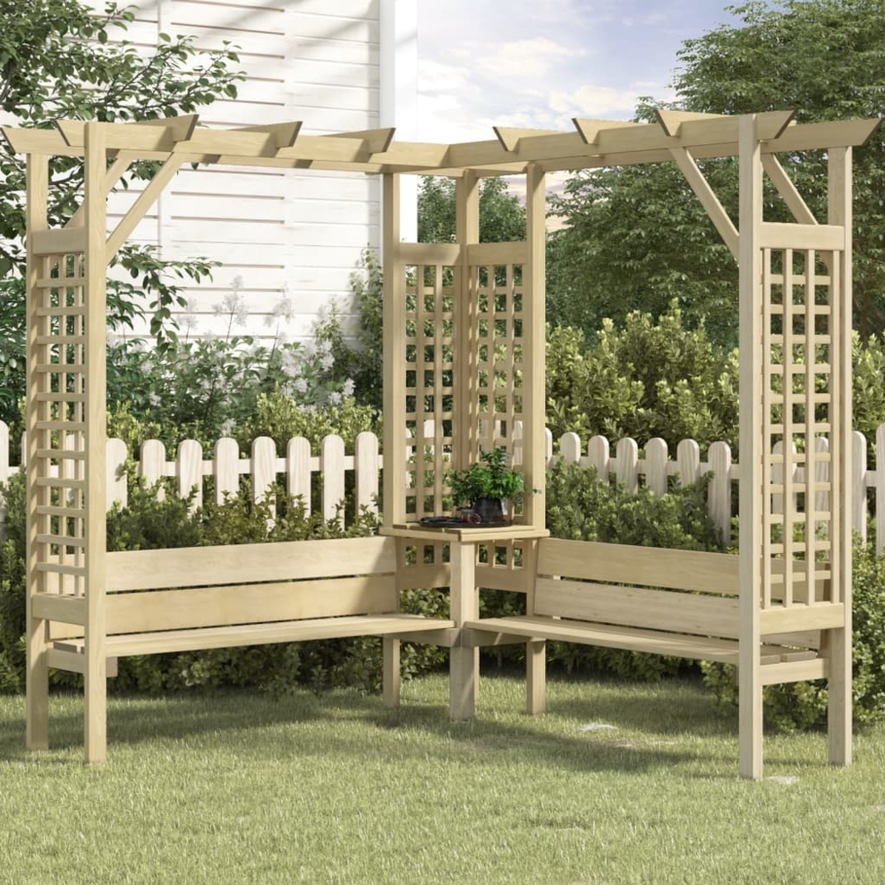 vidaXL Eck-Pergola mit Bank Kiefernholz Imprägniert 44950 Bild 1