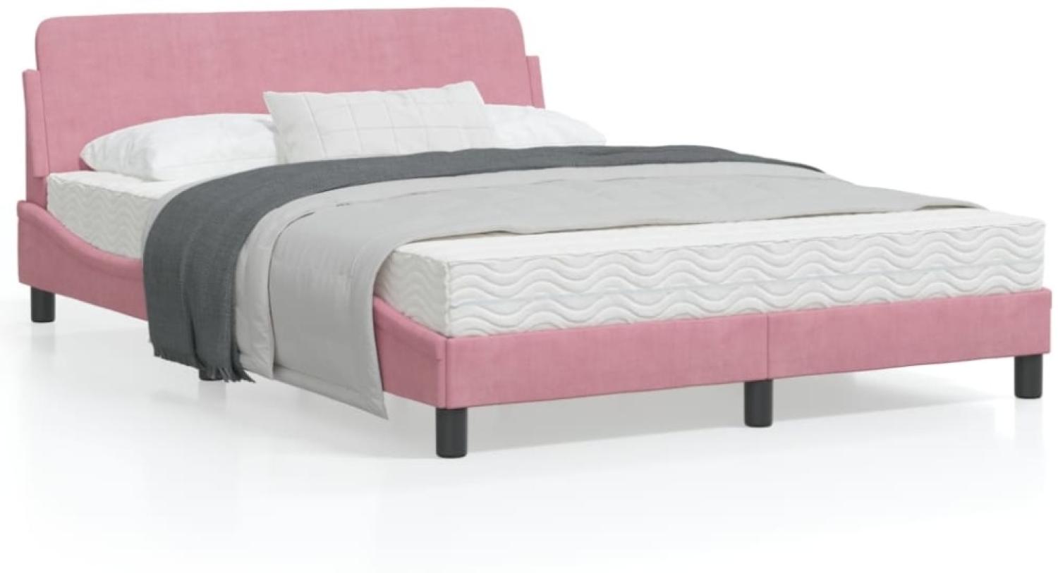 vidaXL Bettgestell mit Kopfteil "Dover" Rosa 120x200 cm Samt 373157 Bild 1