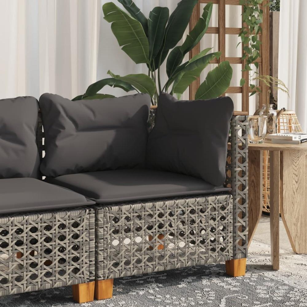 vidaXL Garten-Ecksofa mit Kissen Grau Poly Rattan 365924 Bild 1