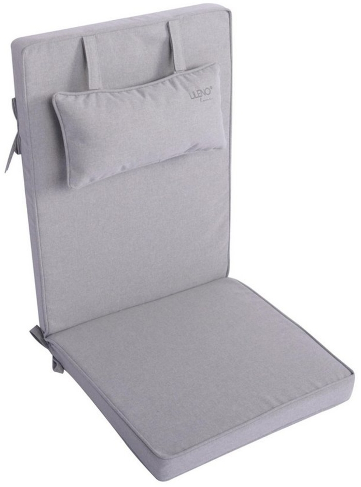 LILENO HOME Hochlehnerauflage mit Kopfkissen, bequeme Sitzauflage für Gartenmöbel, Stuhlkissen, (1er Set), Polsterauflage in Silber, Sitzpolster waschbar für Klappstühle Bild 1