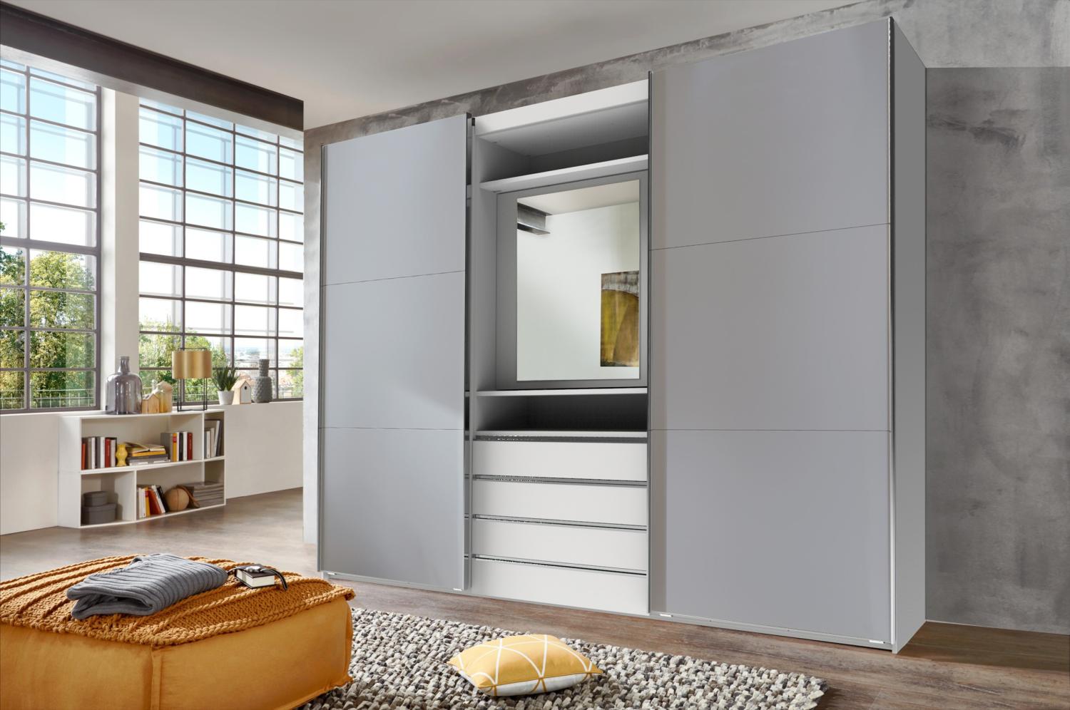 Schwebetürenschrank >MAGIC< in LIGHT GREY - 300x236x65cm (BxHxT) Bild 1