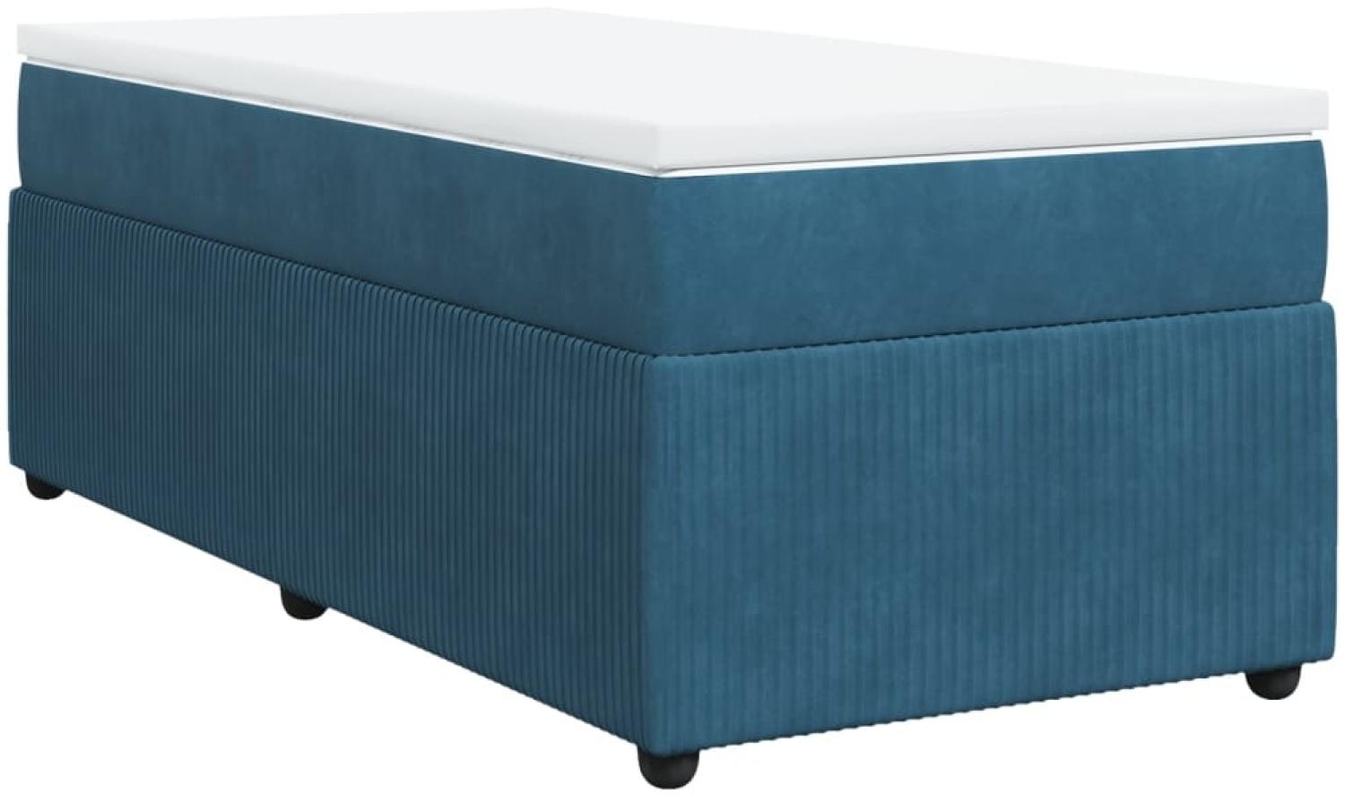 vidaXL Boxspringbett mit Matratze Dunkelblau 90x200 cm Samt 3285618 Bild 1