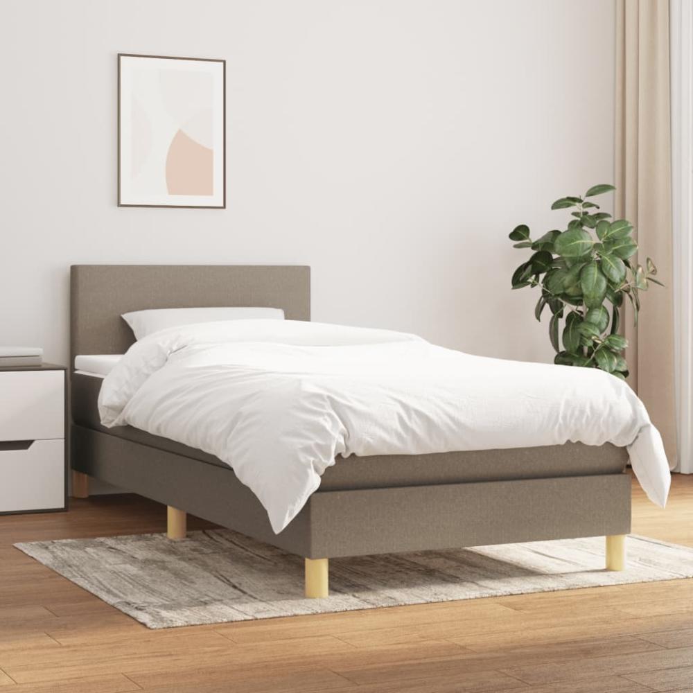 vidaXL Boxspringbett mit Matratze Taupe 90x200 cm Stoff 3140429 Bild 1