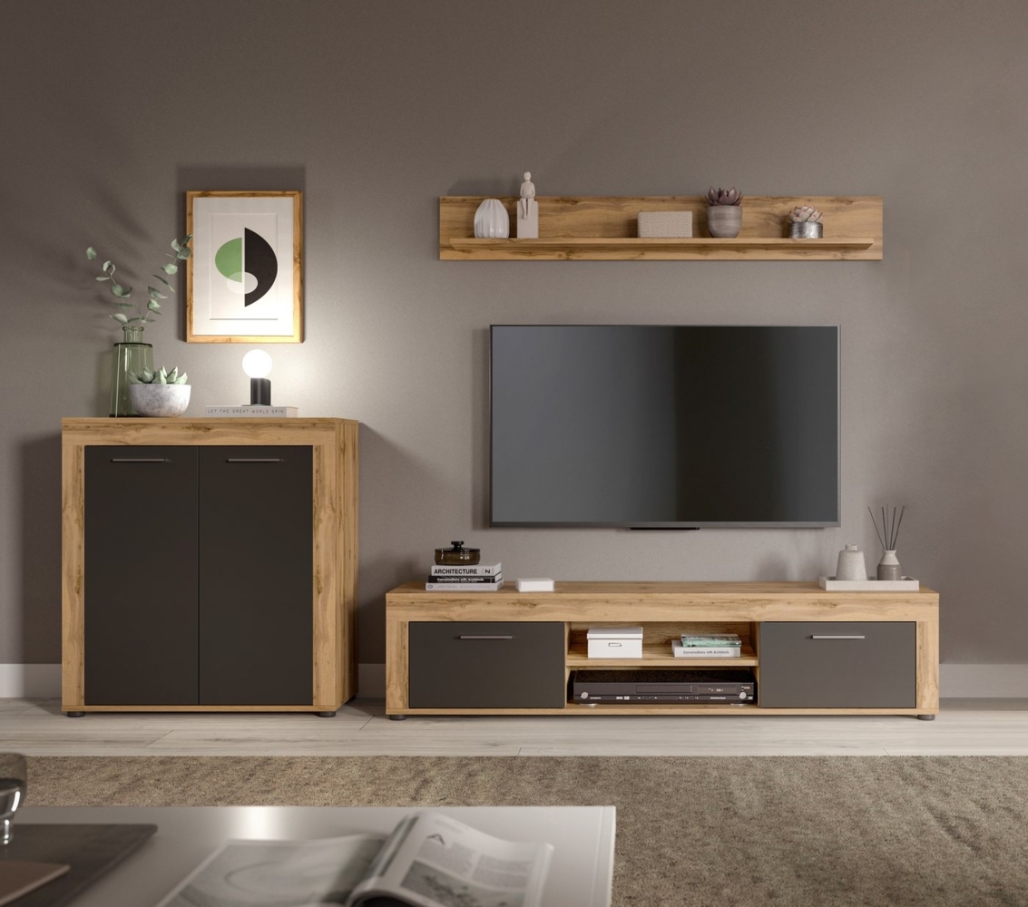 INOSIGN Wohnzimmer-Set Aosta, Breite 255cm, bestehend aus Highboard, Lowboard, Wandboard, (3-St), Wohnwand, Kombination, Anbauwand, Möbel Set, Schrankwand, Möbel Kombi Bild 1