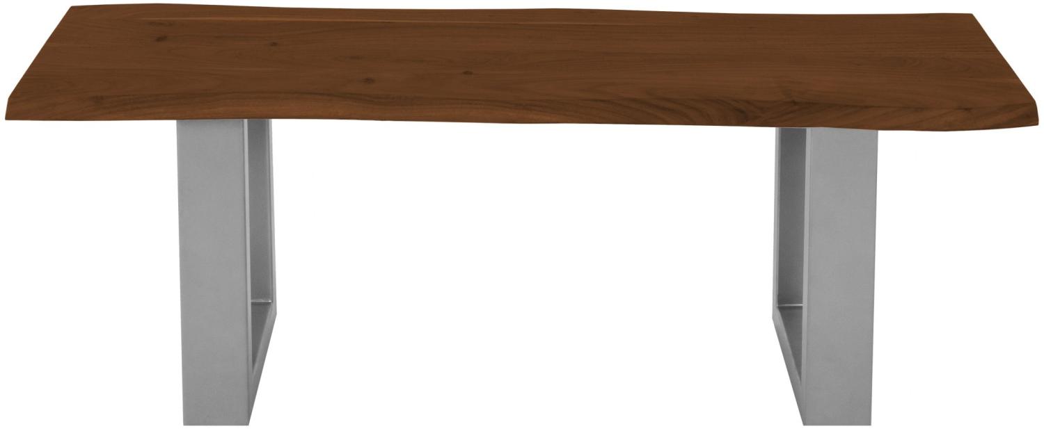 Sitzbank Baumkante 120 cm nussbaum massiv Akazie silber ANNI 523711 Bild 1